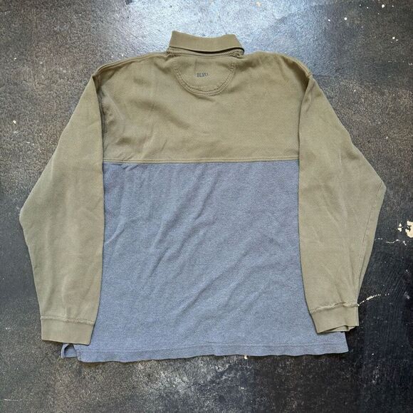 Bleu Green/Grey Long Sleeve Polo Shirt Mens Size XL Preppy Style Vintage 2000s - Picture 6 of 12